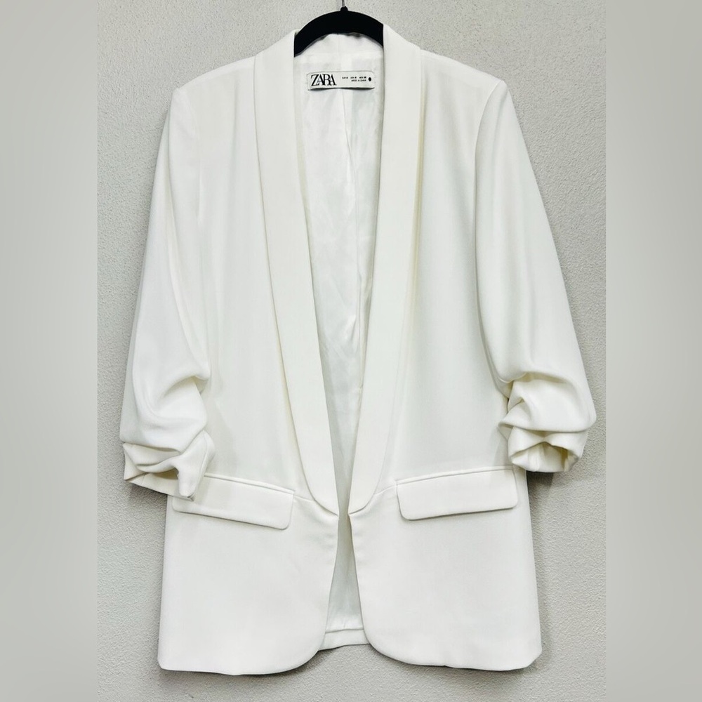 Elegant White Zara Women's Blazer, Size L